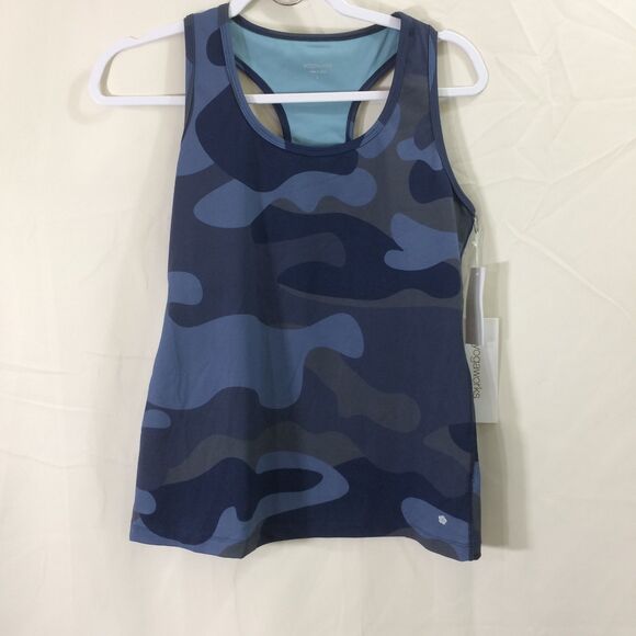 NEW Yogaworks Tank Top Blue Camo Racerback Size Large NWT Activewear - Picture 2 of 4
